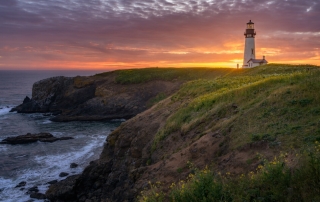 A Lighthouse at Sunset near Astoria OR