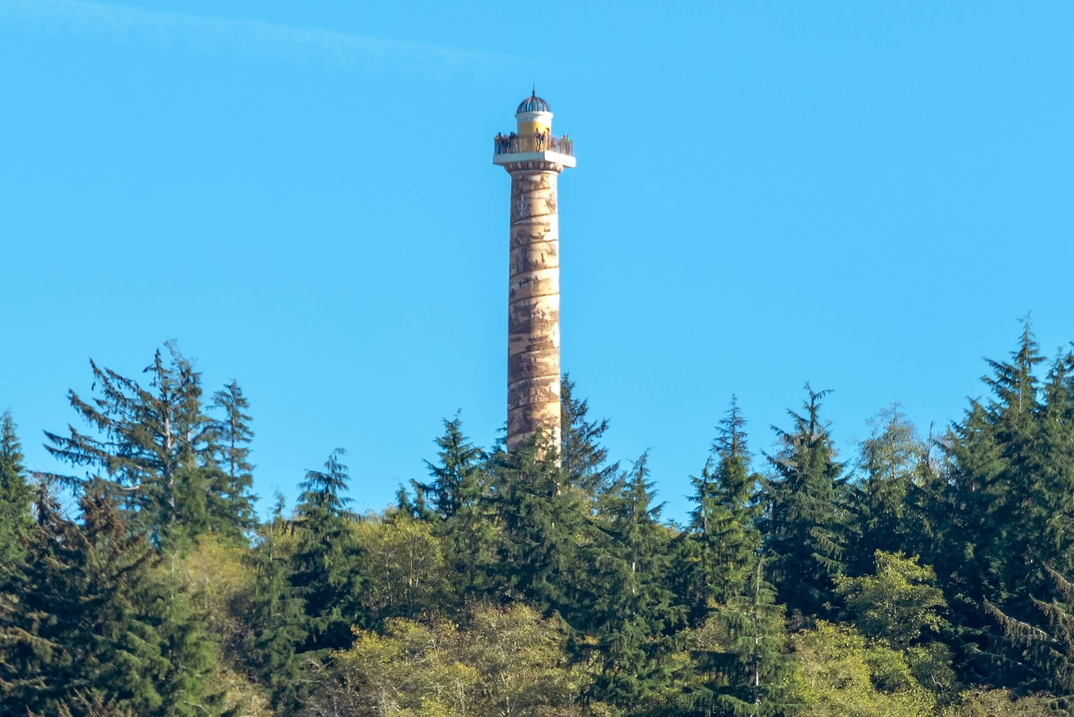 Astoria Oregon has many attractions and museum like the Astoria Column, which is featured in this picture.